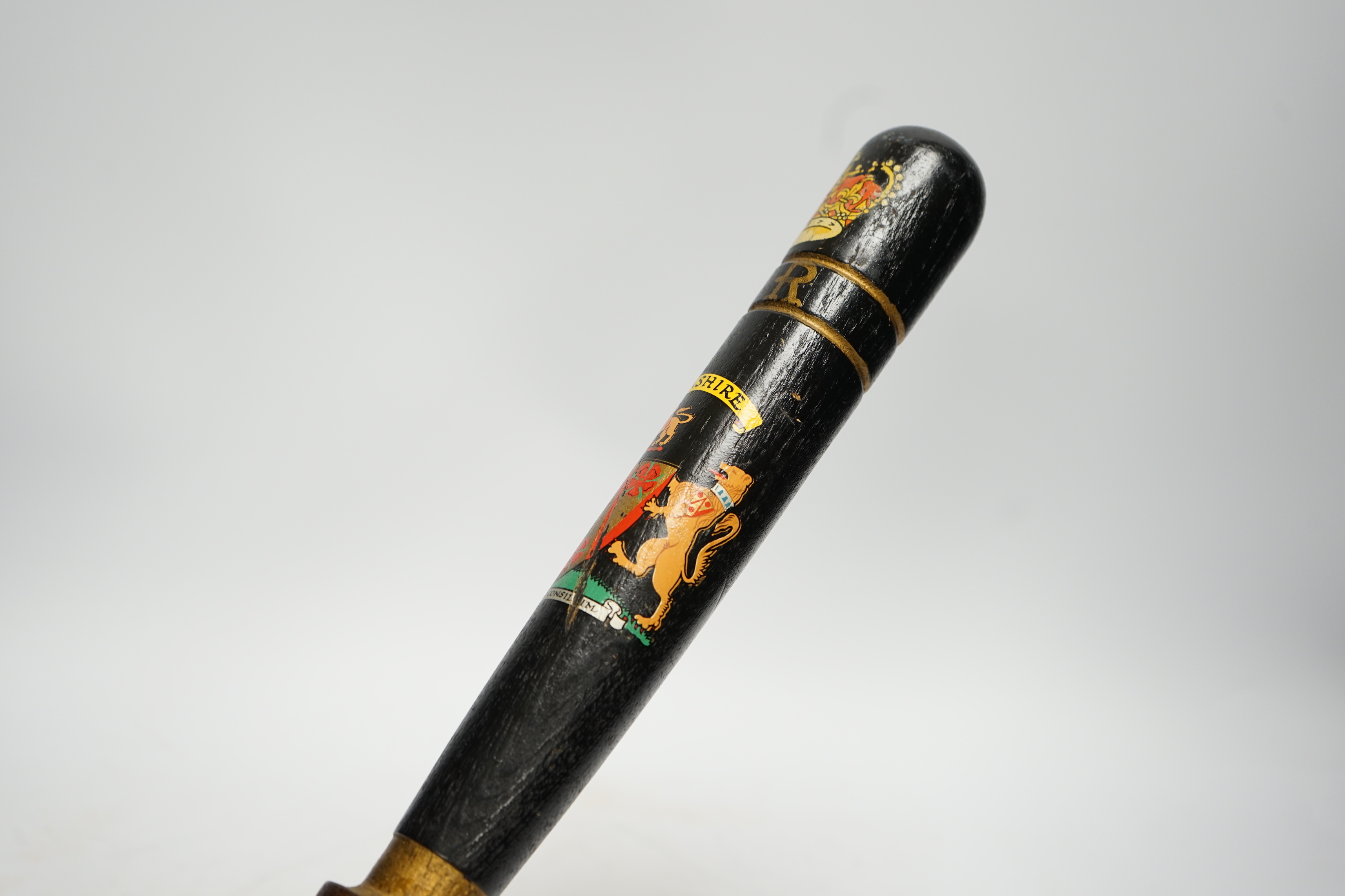 Re-painted Lancashire police truncheon, 45cm in length